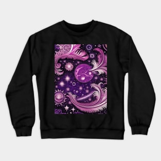 Other Worldly Designs- nebulas, stars, galaxies, planets with feathers Crewneck Sweatshirt